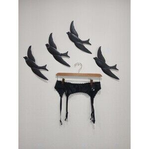 Frederick's of Hollywood Black Satin & Lace Garter ~ One Size